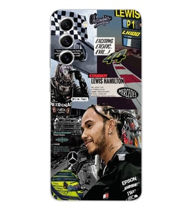 Samsung Galaxy S22 Uyumlu Lewis Hamilton Kolaj Tasarımlı Şeffaf Telefon Kılıfı