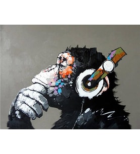 Düşünen Maymun Sayılarla Boyama Seti 40x50 cm (Tuvale Gerili)