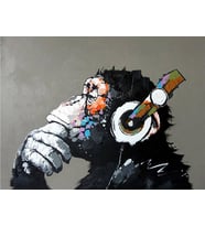 Düşünen Maymun Sayılarla Boyama Seti 40x50 cm (Tuvale Gerili)