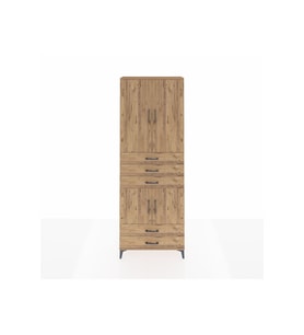 Arges Dolap 4 Raflı 5 Çekmeceli 4 Kapaklı 88x30x243 Çam-Çam