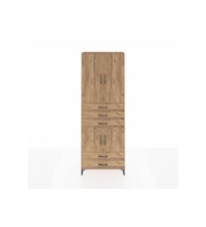 Arges Dolap 4 Raflı 5 Çekmeceli 4 Kapaklı 88x30x243 Çam-Çam