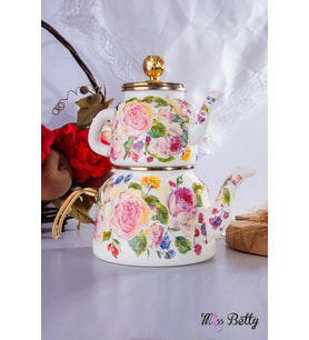 Emaye Çaydanlık Rose Deluxe