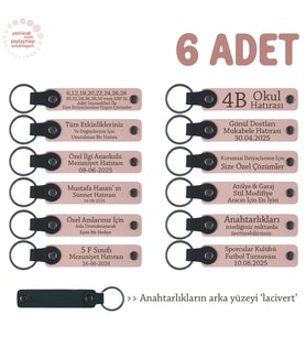 Özel Buluşmalarda Verilen 6'lı Set, Kişiselleştirilebilir Deri Hatıra Anahtarlık, Pudra & Lacivert