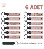 Özel Buluşmalarda Verilen 6'lı Set, Kişiselleştirilebilir Deri Hatıra Anahtarlık, Pudra & Lacivert