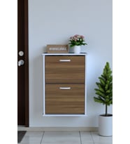 Eliusta Holen Ceviz Renk Ayakkabılık 2 Düşer Kapak 52 cm Genişlik Kapı Önü Asma Ayakkabılık 52x74x26 cm