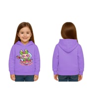 Unisex Baskılı Çocuk Swaetshirt Labubu Baskılı Kapüşonlu 3 İplik Şardonlu (Lila)