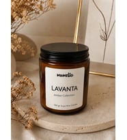 Mumelia Amber Kavanoz - Doğal Soya Cam Bardak Mum - Lavanta Kokulu