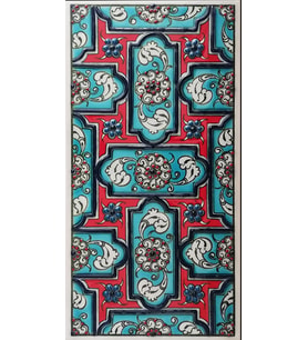 Armada Çini 10x20 Cm ED 218 Turkuaz Geometrik El dekoru Çini Karo