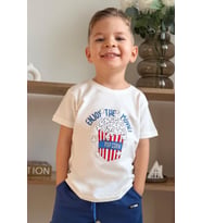 Breeze Girls & Boys Erkek Çocuk Tişört Pop Corn Baskılı 2-6 Yaş, Ekru