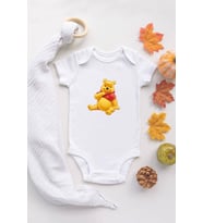 Sevimli Ayı Winnie The Pooh Organik Baskılı %100 Pamuklı Zıbın