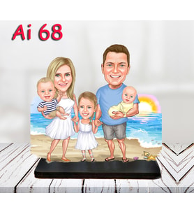 Kişiye Özel Ahşap Biblo - Aile Karikatür Biblo - 4 Kişilik Aile Biblo 28