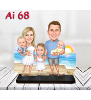 Kişiye Özel Ahşap Biblo - Aile Karikatür Biblo - 4 Kişilik Aile Biblo 28