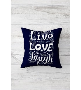 Live Love Yazılı Lacivert Çift Tarafı Baskılı Gizli Fermuarlı Yastık Kılıfı Kırlent Yastık Kılıfı (Koyu Lacivert)