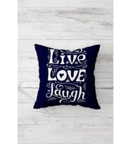 Live Love Yazılı Lacivert Çift Tarafı Baskılı Gizli Fermuarlı Yastık Kılıfı Kırlent Yastık Kılıfı (Koyu Lacivert)