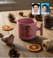 Kişiye Özel Karikatürlü Sarı Kırmızı Taraftar Baba Kız T Pastel Kupa Babalar Günü Hediyesi