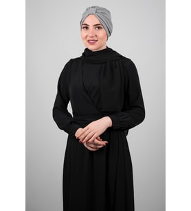 Gri Pratik Hazır Geçmeli Tesettür Bone Petekli Büzgülü 1204_15