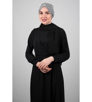 Gri Pratik Hazır Geçmeli Tesettür Bone Petekli Büzgülü 1204_15