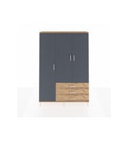 Arges Dolap 6 Raflı 3 Çekmeceli Tek Askılı 132x30x195 Çam-Antrasit/Çam