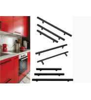 Paslanmaz Boy Kulp Nobel Mat Siyah 320 mm  Modern Dolap & Çekmece Kulpu  5’li Paket