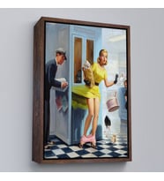 Çerçeveli Pin Up Girl Duvar Tablo (Beyaz)