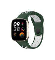 Mey İthalat® Redmi Watch 3 Spor Delikli Kordon - Haki Yeşil-Beyaz