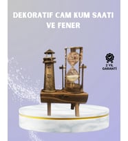 Ahşap Kum Saati Deniz Feneri Figürü Bir Arada – Ev & Ofis Dekorasyonu