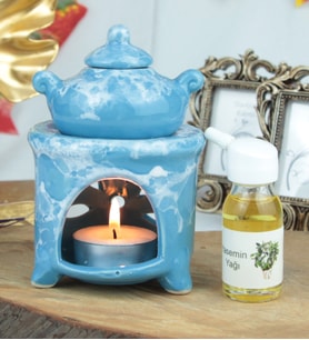 Buhurdanlık Demlik Tasarımlı & Buhur Koku Mum Set