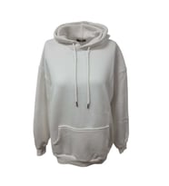Z&M Fashion Z00728 Kadın Oversize Kapüşonlu Üç İplik Sweatshirt - Z00728 - Beyaz - ST00728-Beyaz-S (Beyaz)