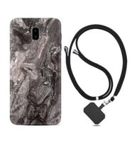 Samsung J6 Plus J7 Prime J7 Pro M20 Kılıf Boyun Askılı Silikon Gri Mermer 1376