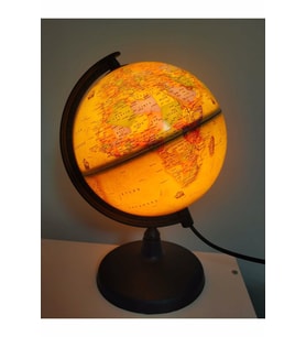 Işıklı Antik Küre / Dünya Küresi 20 Cm Yüksek Kalite Harita Hediye (Krem)