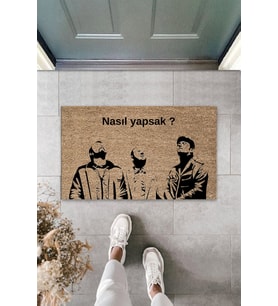 Dormot Modern Dijital Baskı - Leyla ile Mecnun Dizi - Kapı Önü Paspası 70x45cm (Bej)