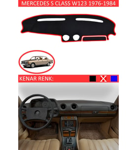 Mercedes S Class W 123 1976-1984 Için Uygun Torpido Koruma Halısı Siyah Kenar Renk Kırmızı