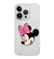 Apple iPhone 14 Pro Uyumlu Kamera Korumalı Tıpalı Kapak Minnie Mouse Tasarımlı ŞeffafKılıf
