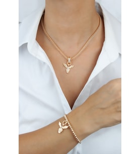 Baget Zirkon Taşlı Anka Kuş Figür Kolye Bileklik Set