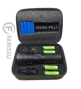 Geceyi Gündüze Çeviren 3 KM Menzilli Dev Projektör Fener (Powerbank Özellikli Yedek Pilli Full Set)