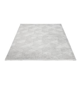 Makine Kaymaz Yıkanabilir Beyaz Geometrik Viskon Salon Halısı Mutfak Halısı Koridor Halısı Yolluk krem