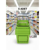5 ADET / 22 Litre Plastik Market Alışveriş Sepeti Profesyonel Market Mağaza El Sepeti Kırmızı (Yeşil)