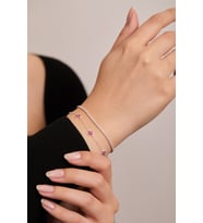 925 Ayar Gümüş Su Yolu - Pembe Zirkon Taşlı Minimal Bileklik İkili Set
