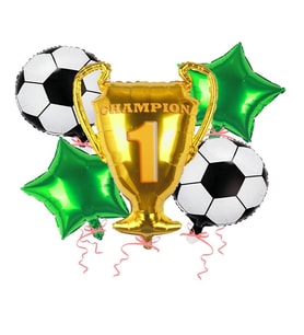 Şampiyon Kupası Futbol Topu Şekilli Folyo Balon 5 li Set