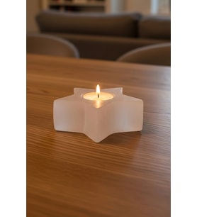 Beyaz Selenit Yıldız Mumluk 58Y