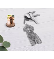 BK Gift Kişiye Özel Tam Boy Karakalem Köpek Karikatürlü Şeffaf Pleksi Anahtarlık-1 (Beyaz)