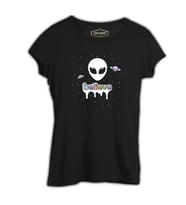 Alien - Believe in Planets Siyah Kadın Tshirt