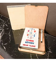 Fitness Eğitmeni Ahşap Kutulu Defter Kalem Set