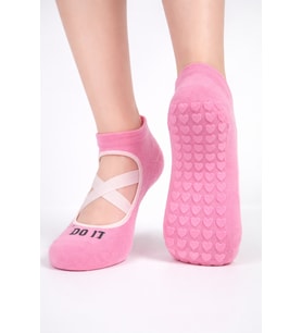 Pembe Renkli Pilates & Yoga Silikonlu Kazymaz Tabanlı Patik Çorap
