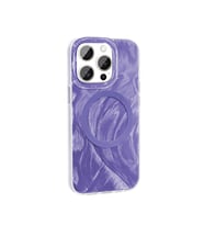 iPhone 15 Pro Max Kılıf Magsafe Şarj Özellikli Fırça Boya Desenli Brush Paint Patterned Kapak (Mor)