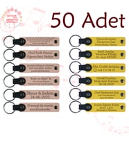 Pudra & Sarı, 50’li Set, Kurumsal Seminer Katılımcılarına Anı, İsim Yazılabilen Deri Anahtarlık