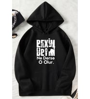 Beyim Ne Derse O Olur Katlamalı Sweatshirt (Siyah)