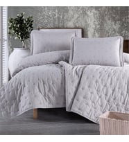 Clasy Microfiber Nakışlı Çift Kişilik Yatak Örtüsü Seti Aspendos (Gri)