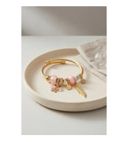 Mey İthalat® Kelebek Model Gold Renk Pembe Charmlı Bileklik