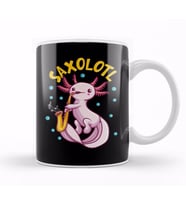 Saxolotl Sax Playing Axolotl Pun Walking Fish Kupa Bardak Porselen